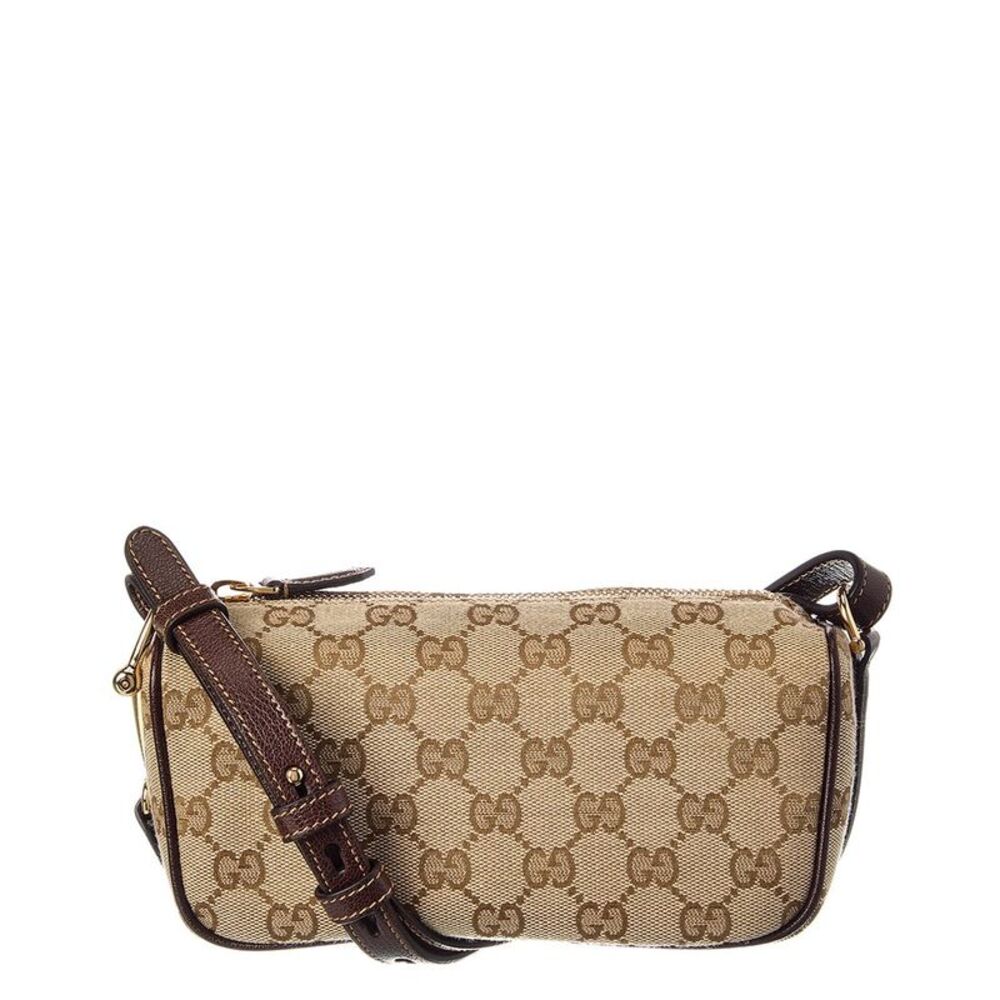 Gucci Half Horsebit Gg Canvas & Leather Mini Bag, Beige